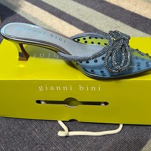 Gianni Binni blue glitter bow kitten heels